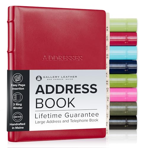 Gallery Leather Large Address Book with Alphabetical Tabs up to 480 Records