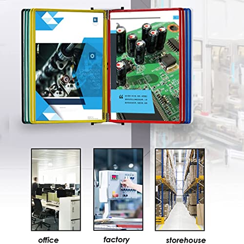 HONGKEFIT A4 Folder Wall-Mounted File Holder, Display Panel Desk Unit, Poster Flip Book Display, 10 Panels and Tabs, Perfect for Storing and Displaying A4 Documents
