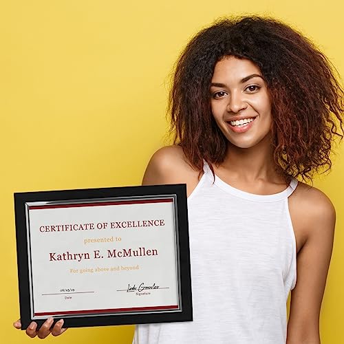 10.5 x 13" Certificate Display Plaque - Offered in Coated Black Wood with an 8.5 x 11" Silver Frame - Slide in Your Diploma, Award Certificate, Award of Achievement, Class Photo, and More