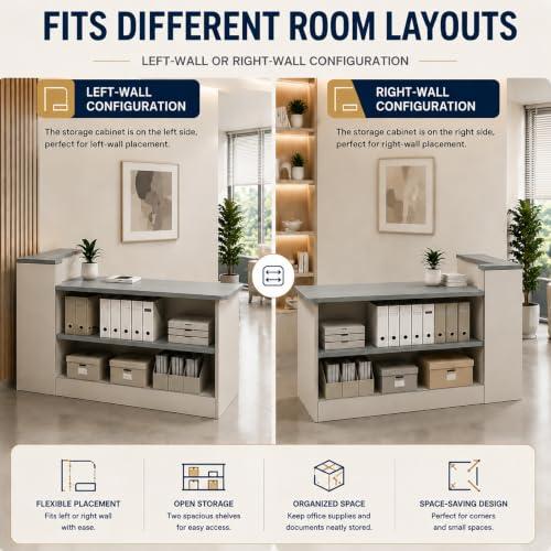 YMXBHN L Shaped Reception Desk with Storage Shelves,Front Counter Table
