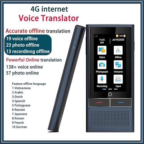 ERICAT Electronic Foreign Language Translators, Portable Translator Device with 3.1 Inch Touch Screen, 138 Languages Supported Translate, Support Offline, Recording and Photo Translation, for Travel