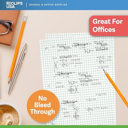 Graph Paper Loose Leaf Paper Quad Ruled Notebook Paper Quad Ruled 4” x 4” Square Lined Writing Filler Paper 10.5” x 8” 1800 Sheets 150 Sheets Per Pack 60 gsm (12 Pack)