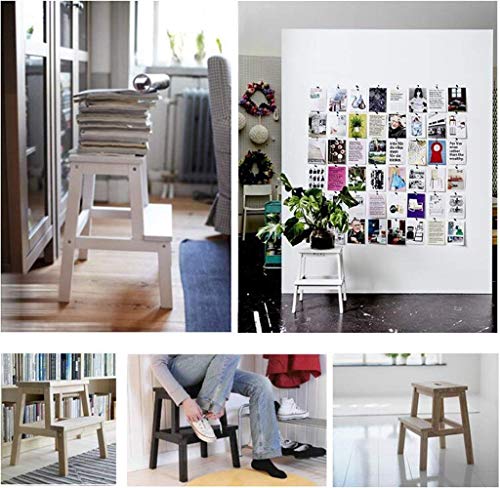 Pimex Footstool, Folding Steps Solid Wood Ladder Stool Multifunctional Footstool White Living Room Changing Shoes Stool and Step Stools with 3 Steps (Color : White)