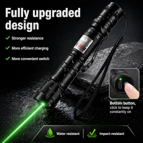 Damflew Green Laser Pointer, Type-C Charge, Laser Beam with Starry-Sky Cap