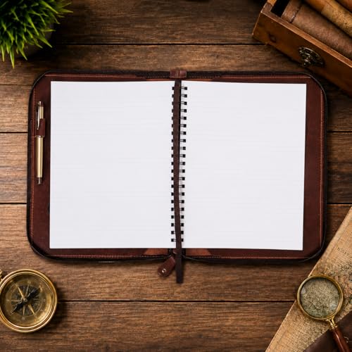 CestAntiQ Zippered Leather XXL Journal Cover 8.5 x 11 in, Tan