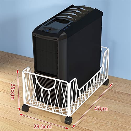 Computer Cart with CPU Holder Mobile CPU Stand Holder, Metal PC Tower Stand Cart, Floor PC Stand CPU Holder with 4 Caster Wheels Under Desk, for Home Office Mobile IT Support Platform(Black)