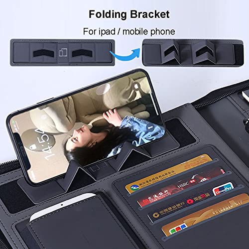 A4 Wireless Charging Portfolio Folder Multifunction Zipper Binder with 6000mah Power Office Notebook Organizer (Color : C)(C)