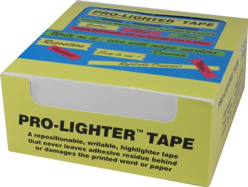 ProTapes Pro Lighter Highlighter Tape Display Box, 36 yds Length x 3/4" Width, Display Box Includes: 12 rolls per box, 2 boxes per case, Each roll on a dispenser, 6 rolls of FL Yellow, 4 rolls of Fl. Pink, 2 rolls of Fl. Green (Pack of 24)