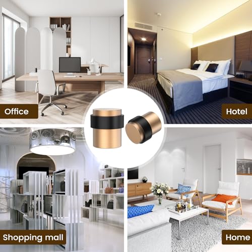 RINJUN 20 Pack ​Brushed Rose Gold Door Stoppers for Floor Mounting， Door Stopper Heavy Duty，304 Stainless Steel Cylindrical Made with Rubber Bumper，Floor Mount Door Holder Keep Door Open