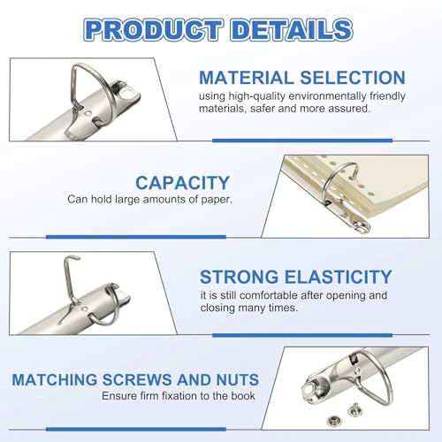 A5 ring binder Ring Binder Mechanism 6 Pieces 3 Hole Replacement for DIY Paper Filling(210x20x24.8mm)