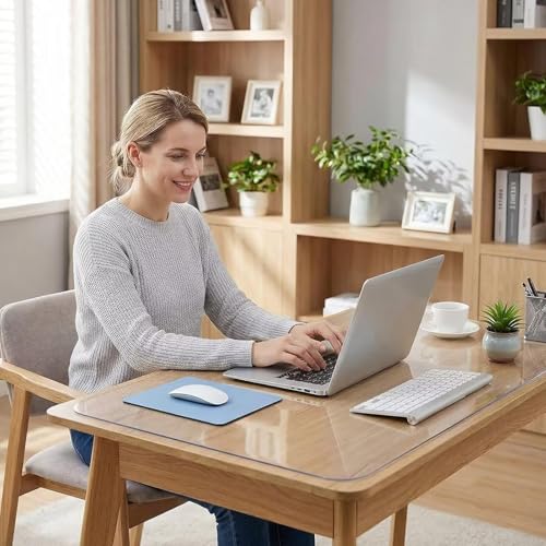 AHWEKR Office Chair Mat for Hard Floors 40 x 102 Inch, Clear Plastic Floor Protector for Rolling Desk & Computer Chairs, Transparent Under Desk Mat for Hardwood, Wood & Tile Floors