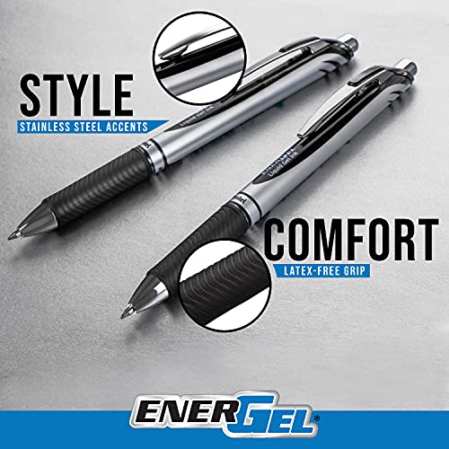 Pentel EnerGel RTX Retractable Liquid Gel Pen, (0.7mm), Medium Line, Metal Tip, Assorted Ink Colors, 20 Pack (BL77BP20M)
