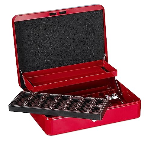 Relaxdays Cash Box, Coin Counter Tray Lockable Portable Change & Notes, H x