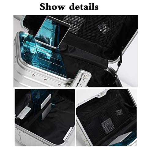 Baggage Makeup Train Case,Briefcase Lockable File Storage Chest,Aluminum File Box,for Wallets File Box，Portable Travel，Girl Makeup Storage Box (Color : Silver)