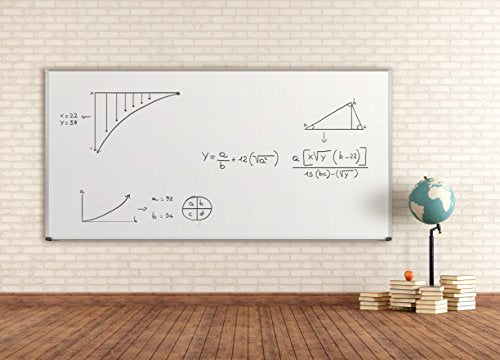 Best-Rite Classroom Deluxe Porcelain Steel Dry Erase Whiteboard, 4 x 10 Feet Magnetic Markerboard With Aluminum Trim & Map Rail (202AK-25)
