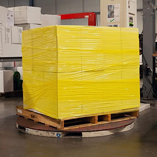 PSBM 8 Rolls Yellow Stretch Film/Wrap 20 Inch x 1000 Feet, 70 Gauge Heavy Duty Industrial Strength Shrink Plastic Wrap for Moving, Packing, Shipping, Pallet Wrapping & Storage