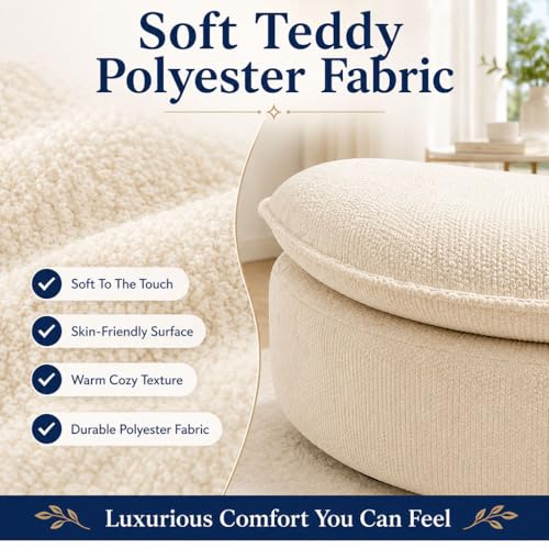 HOYOC Plush Ottoman Foot Rest, Upholstered Pouf Foot Stool with Soft Polyester Fabric, No Assembly Footrest Pedal for Couch, Sofa, Living Room, Bedroom & Office,Blue Gray