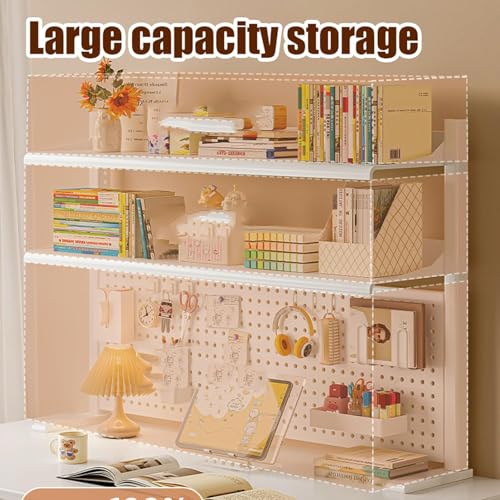RNQZ Clamp on Desk Organizer Shelf, Desk Extender Side Table,Privacy Panel for Gaming Desk,Clamp-on Desktop Shelving System,Shelving Unit,Black,60x65CM