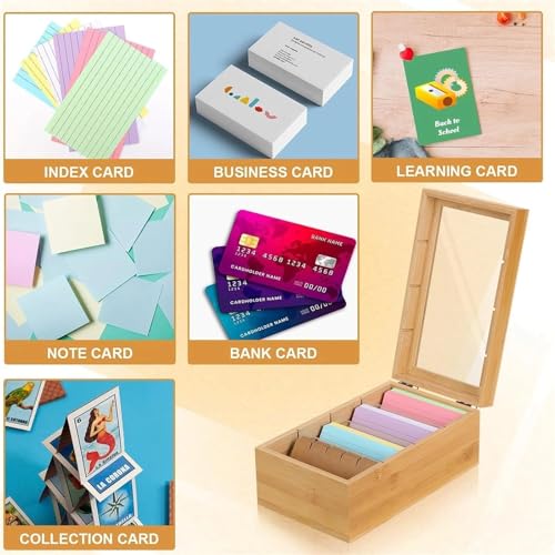 Xuanqiu 2pcs Wooden Desktop Organizer Box with Lid for Recipe Postcard Sticky Notes Storage