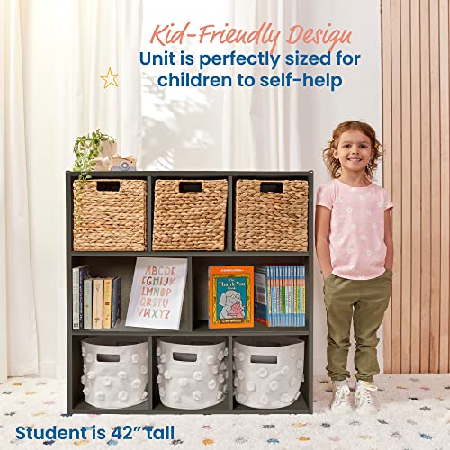 ECR4Kids Streamline 8-Compartment Storage Cabinet, 36in High, Grey Wash