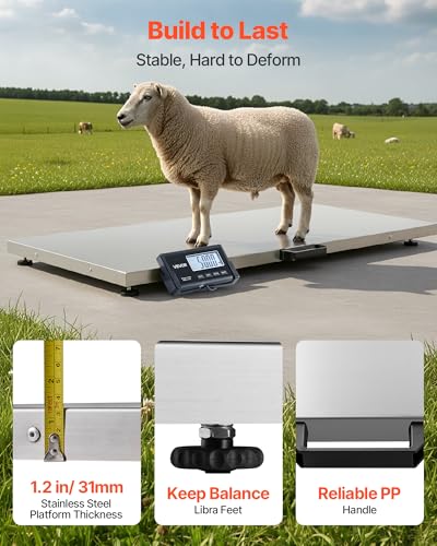 VEVOR Digital Shipping Scale, 0.1 lbs High Accuracy, 660 lbs Postal Scale with LCD Display, Hold/Tare Function & AC/DC Power Supply, Fit for Packages, Postage, Luggage, Battery & Adapter Included
