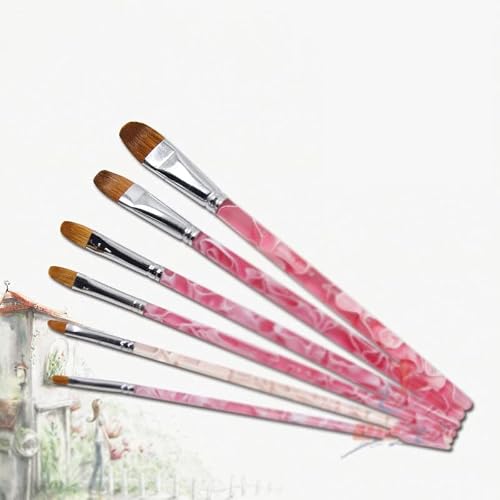 UOHLCX HBJWOV Short Shot Mixing Water Paint Brush Set Brown Hair Watercolor 6 Piece Artist Oil Paint Brushes(E)
