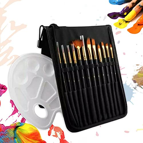 UOHLCX HBJWOV 12 / Set Nylon Hair Wooden Handle Water Color Painted Brush Pen Wash Scraper Acrylic Painting Art Coating Brush(D)
