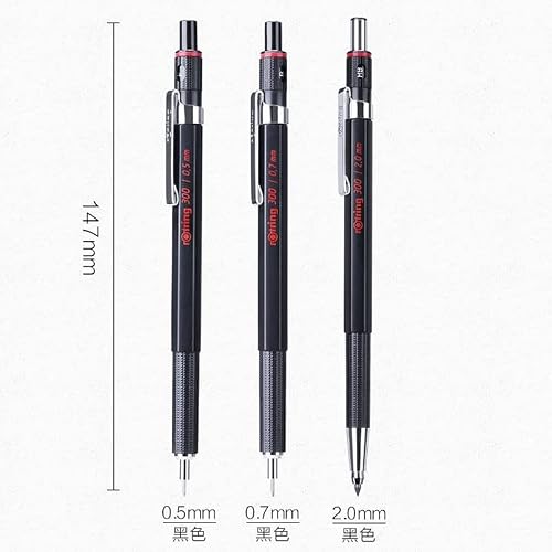 YWMLFZ Mechanical Pencil 0.5 .7 2.0mm Black School Supplies Design Drawing(0.7mm)
