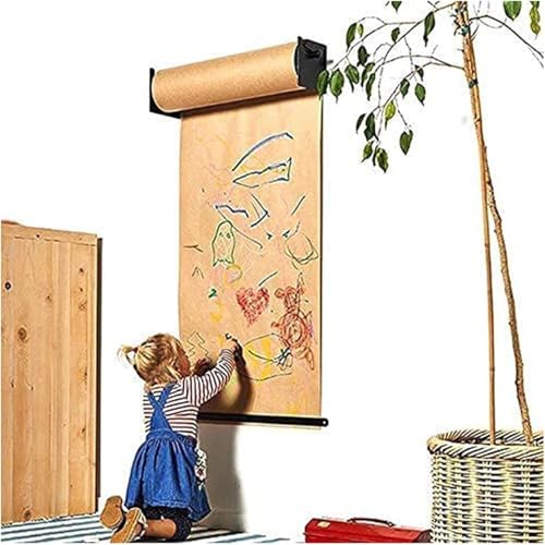 saditesdk Kraft Paper Roll Holder & Dispenser Wall Mounted Children Doodle Drawing Board, Height Adjustable, for Office Baby‘s Nursery playroom Wall Mount Note Paper Roll Cutter