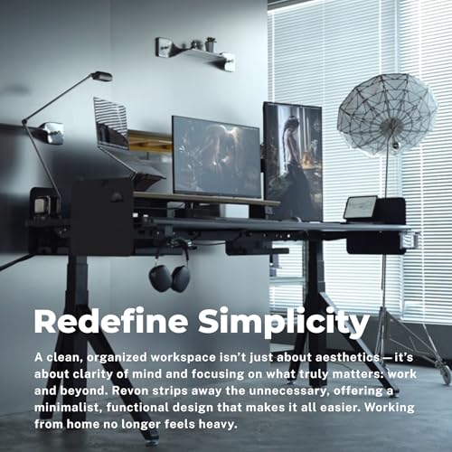 Dezctop Revon Pro Adjustable Standing Desk, 70.9x31.5in, Black Ash