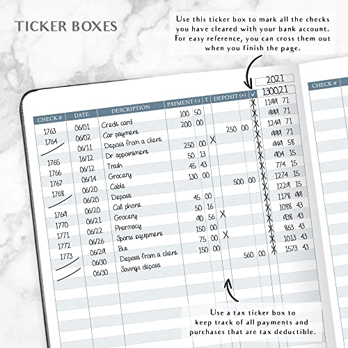 Legend Check Register for Personal Checkbook, Ledger Book, Silver Black