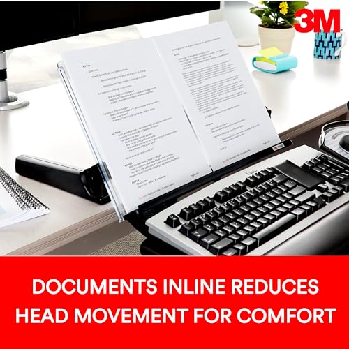 3M Adjustable in-Line Document Holder, Black, DH640, 1 Pack/Case