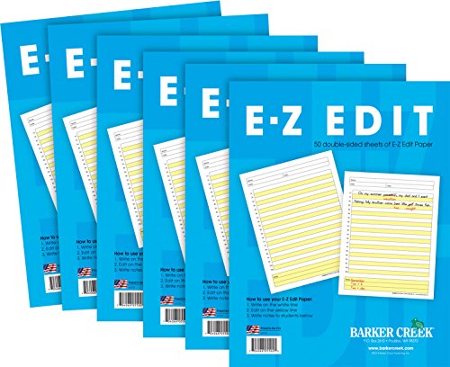 BARKER CREEK E-Z Edit Paper, Designed by a Professional Journalist to Strengthen Writing Skills, Alternating Lines for Making Comments and Edits, 8.5" x 11", 50 Sheets (5502-06), Yellow, White