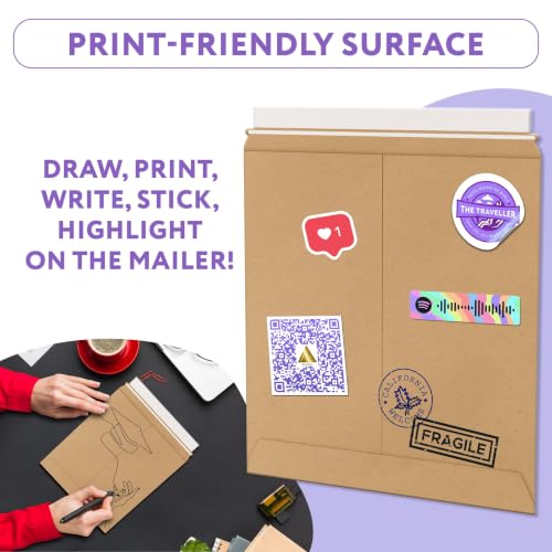 APQ Supply Brown Kraft Rigid Mailers, 12.75 x 15 Inches. Pack of 100 Paperboard Envelopes. Sturdy Stay Flat Mailers with Self-Seal Closure. Recyclable Hard Envelopes for Mailing. Stayflat Mailer