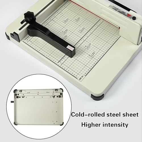 12 Inch Heavy Duty Guillotine Paper Cutter - 400 Sheet Capacity, Precision Blade & Positioning Ruler for A4 Paper/Leather/Fabric, Ideal for Offices & Print Shops White