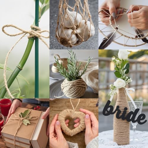 10 PCS Twine String Bulk 6000 Feet Long, 2mm Thin Jute Twine for Crafts, Hemp Rope Wrapping, Packing Gardening, Crochet Knitting Macrame Decor, 600 Feet Each Roll