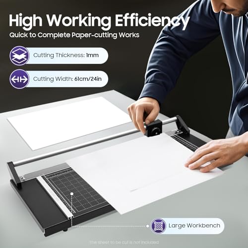 14-48Inch Hob Precision Rolling Cutter Rotary Photo Paper Rolling Cutter Trimmer Sharp Blade (24inch)