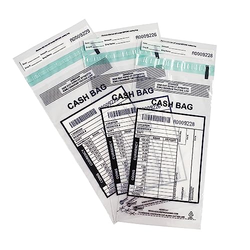 ADSURE Clear Plastic Small Bank Deposit Bags For Cash | Pack of 1000 | 5"x9"|Tamper Evident Bags | Write-On Panel and Tear-Off Receipt | Ideal for Cash Handling