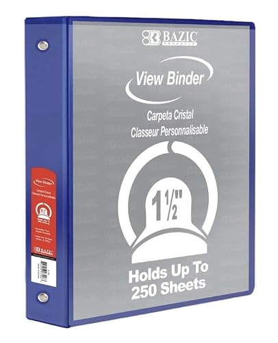 12 Pack, 1.5" Blue 3-Ring View Binder w/ 2-Pockets