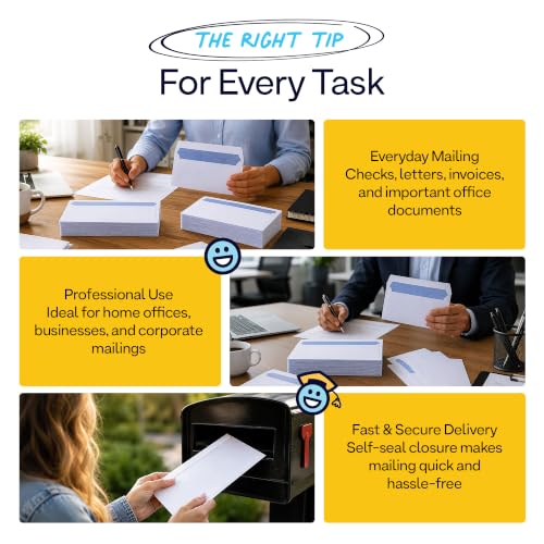 #10 Security Envelopes Letter Size Self Seal, 500 Count, Windowless Security Tinted, 4-1/8" x 9-1/2", Business Mailing Envelopes for Home Office School Documents