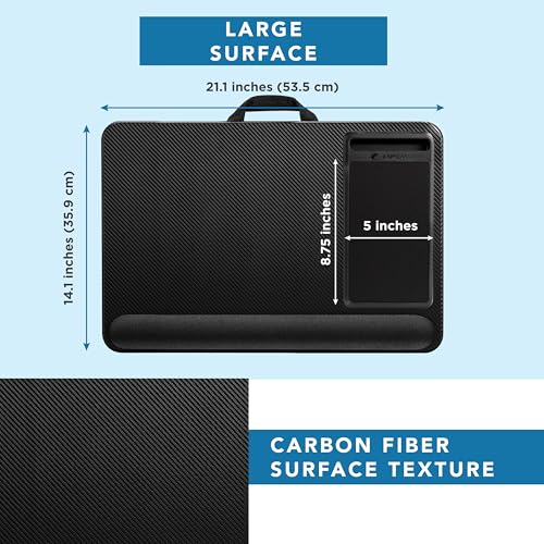 LAPGEAR Home Office Pro Lap Desk - Black Carbon, Fits 15.6” Laptops