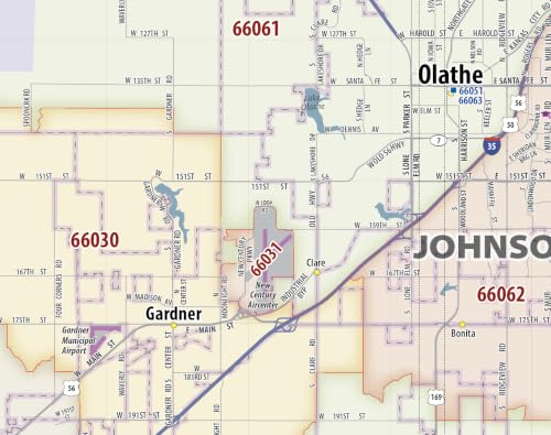 CartoTerra Kansas City Metro Area ZIP Code Map (48” wide x 32” high)