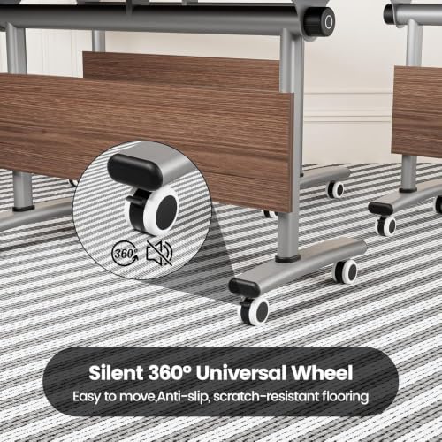 2Pack Commercial Folding Conference Room Tables,Modern Meeting Tables,Mobile Training Table with Wheels,Flip Top Rolling Seminar Meeting Table for Training Center,Meeting,Classroom,Office