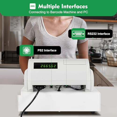 SNKOURIN Cash Register,Electronic Cash Register with 4 Bill 5 Coin,Removable Tray and Thermal Printer,Multifunction Cash Register for Small Business/Retail/Restaurant,White