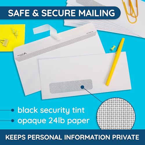 Blue Summit Supplies 500#10 Left Window Security Envelopes, Self Seal
