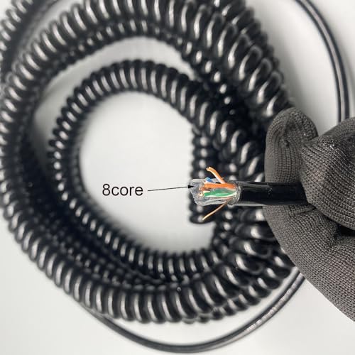 8 Core 22AWG Coiled Spring Cord, Spiral Network Cable for Handwheel
