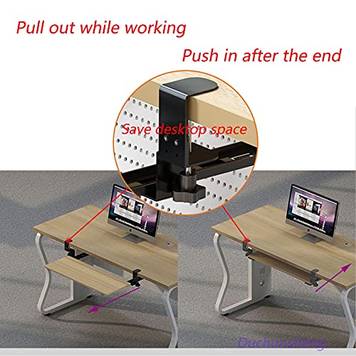 XIVUIFOI Under Desk Keyboard Tray with Clamp - Sliding Drawer for Office Easy Installation Support Platform (Brown 52X25cm/20.5X10inch)