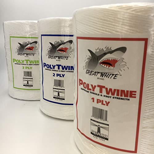 Polypropylene Tying Twine – 1 Ply White 6,500ft. Premium Poly Twine Tie Wrap Soft on Hand Center top Pull Strong Chemical & Moisture Resistant Heavy Duty Packaging Rope Bailing Shipping & Bundling