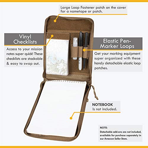 Tactical Notebook Covers Steno Field Pad Cover | Zippered Case for 6" x 9" Notepad | Tactical Organizer for Field Use, Durable Protection for Notes & Documents (Coyote Brown)