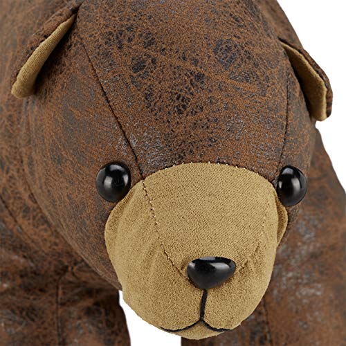 Relaxdays Door Stopper Bear Fabric Floor Indoor, Soft & Heavy, for Child, Door Buffer HxWxD 17 x 16 x 32 cm, Brown